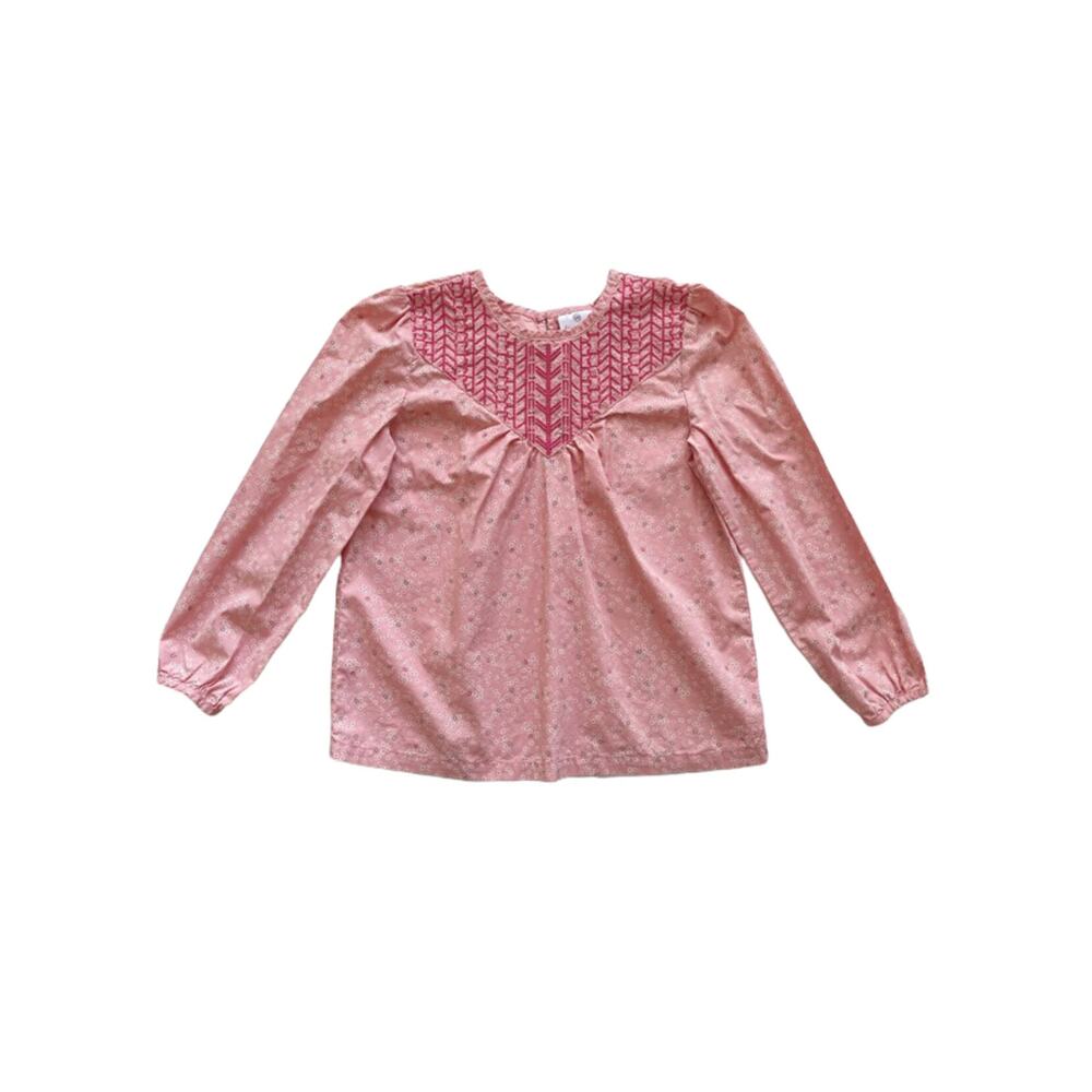 Hanna Andersson Yoke Stitch Embroidered Floral Top